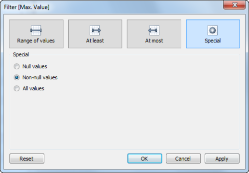 Figure 9 -- Filter that will exclude Null values.
