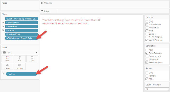 Figure 5 -- Pill and filter settings for the "warning" visualization.