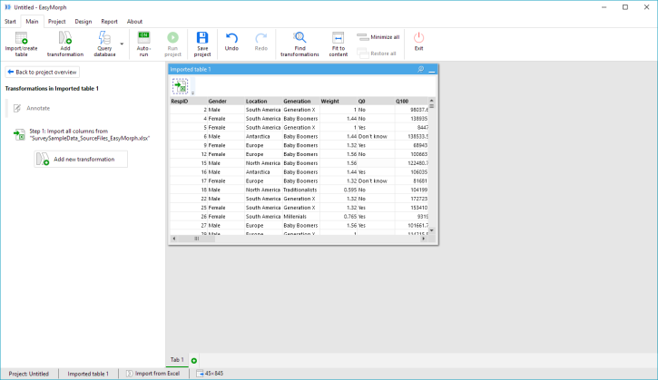 Figure 3 -- The Excel Data Labels tab imported into EasyMorph.