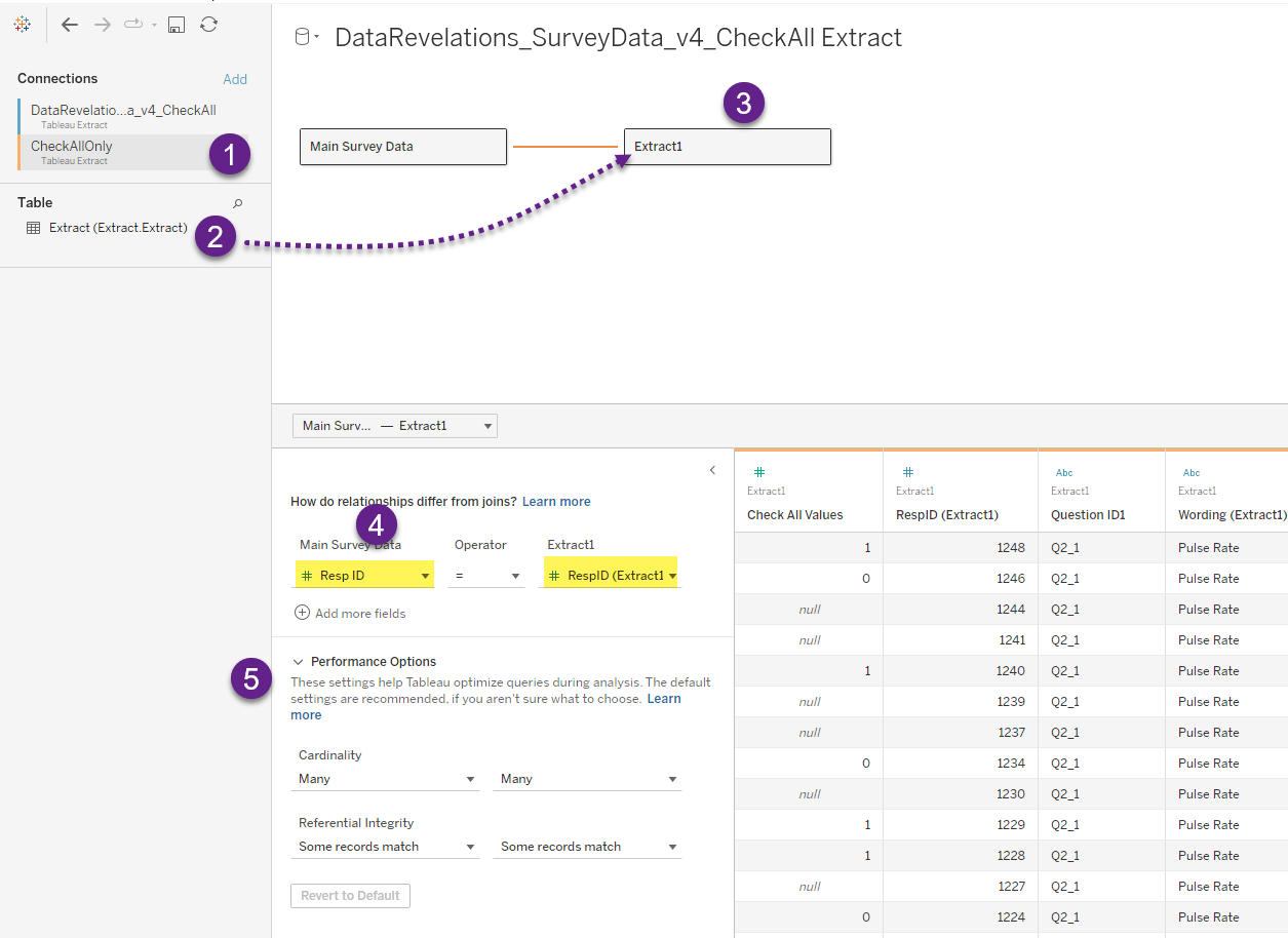 Creating the relationship between the primary and secondary data source in Tableau