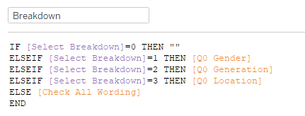 Edit field dialog showing how Breakdown field is defined